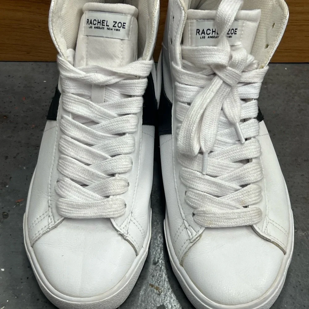 NWOT Rachel Zoe White leather high tops size 9 - Picture 2 of 6